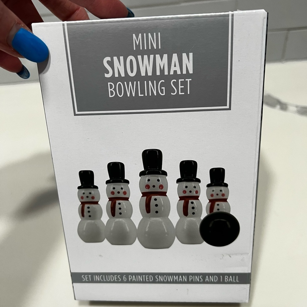 Mini Snowman Bowling Set Tabletop Novelty Game